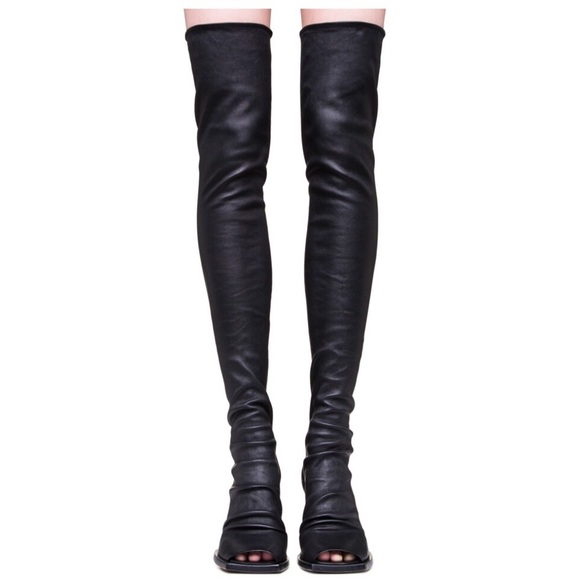 Rick Owens Shoes - Rick Owens Open-Toe Over-The-Knee Boots in Black